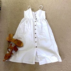 Womens midi length white summer dress